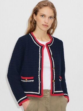 PINK MARTINI Knitted Navy Sweater Cardigan Women’s Size XL Worn twice Like New